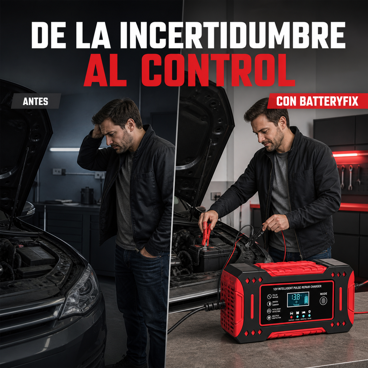 BatteryFix — Cargador Reparador Inteligente de Baterías 12V