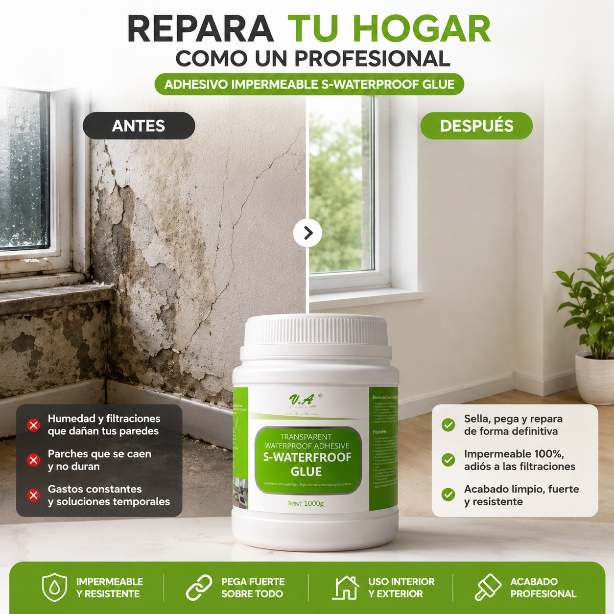SellaPro 1kg - sella grietas y ayuda a detener filtraciones
