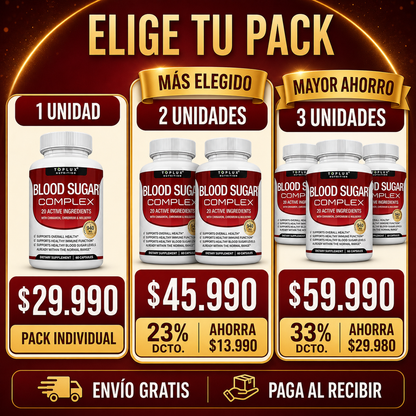 Toplux Blood Sugar Complex — 60 Cápsulas con 20 Ingredientes Activos