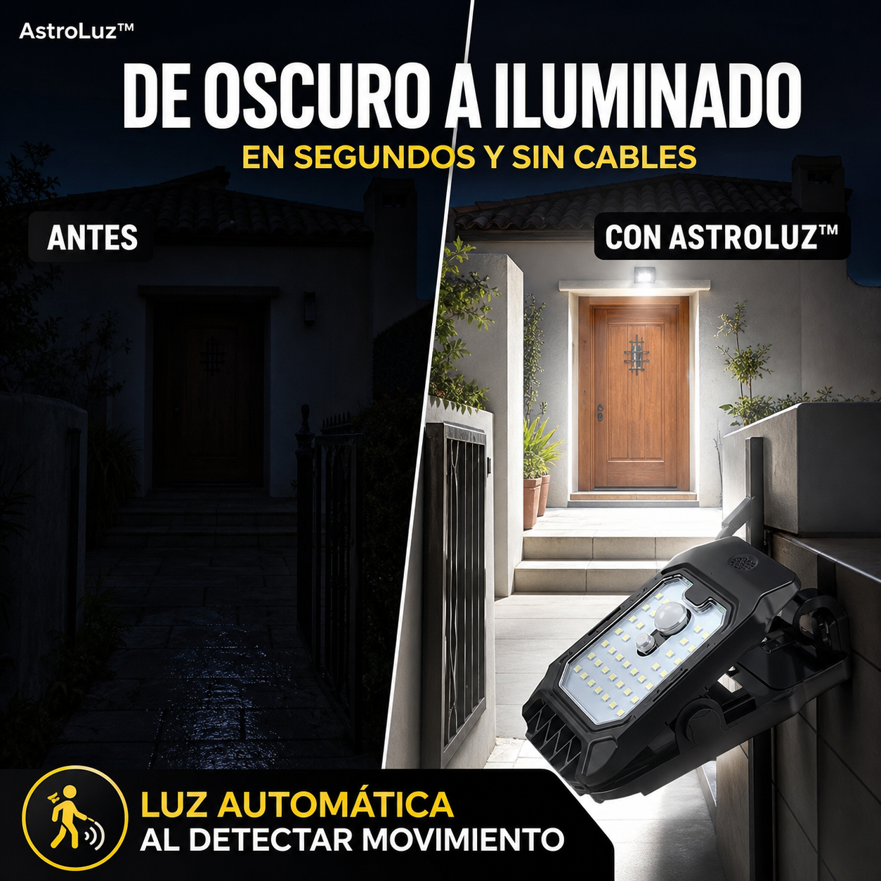 AstroLuz™ — Iluminación automática donde la necesitas, sin cables ni enchufes.