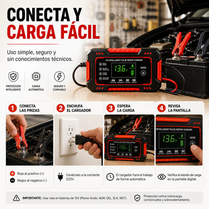 BatteryFix — Cargador Reparador Inteligente de Baterías 12V