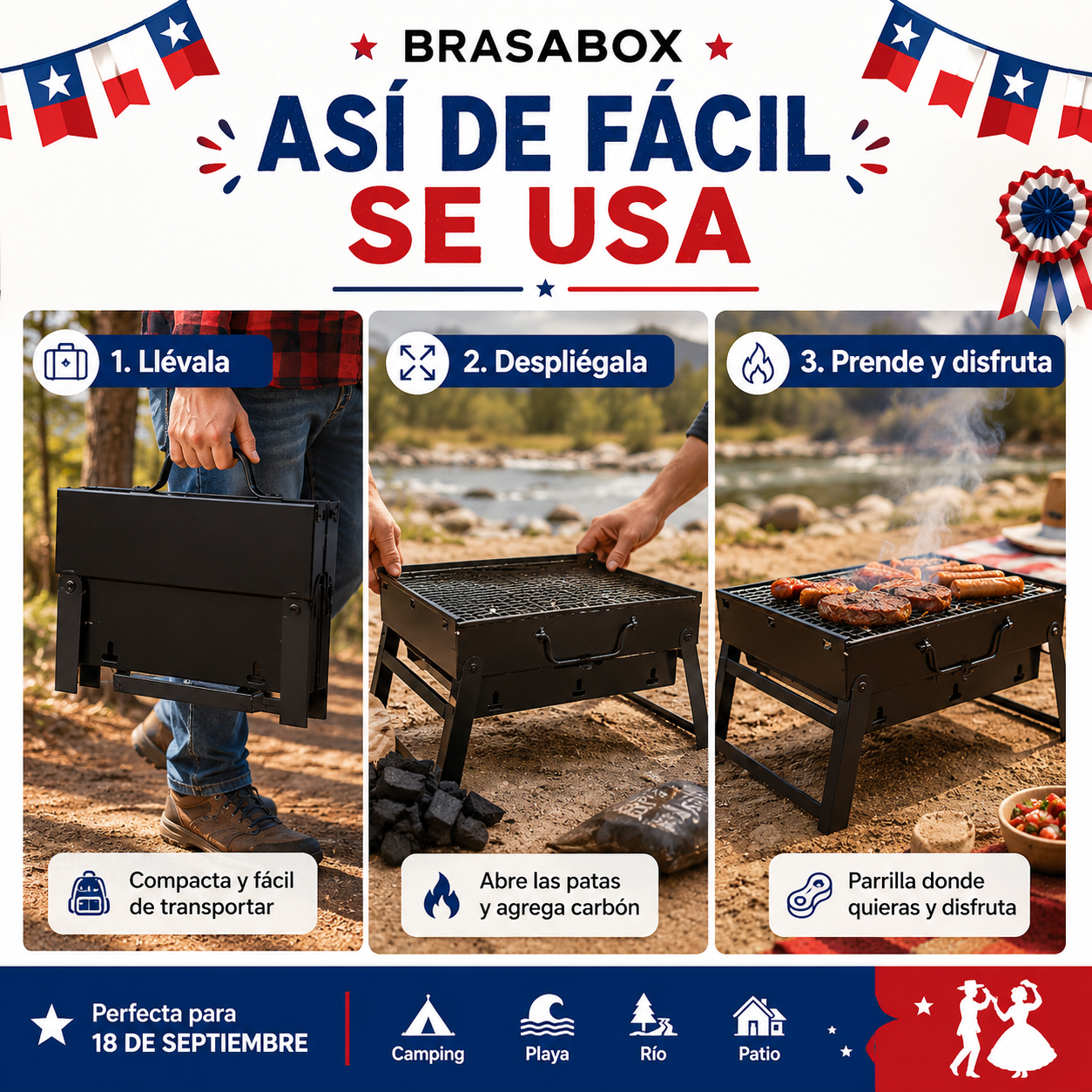 BrasaBox™ | Parrilla Plegable Portátil