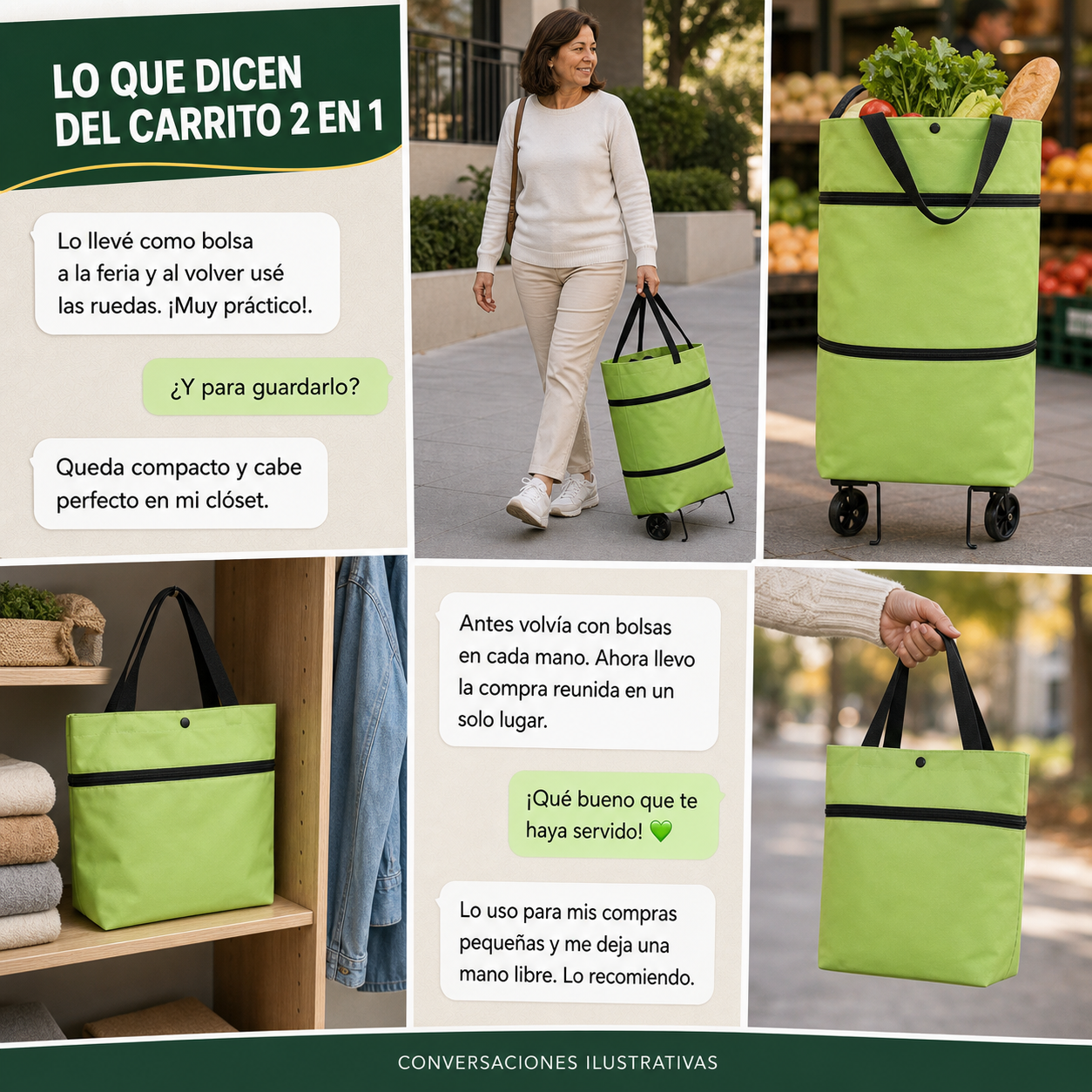 CompraFacil — carga todo en un viaje, sin dolor de manos ni de espalda + Afilador de Cuchillos de REGALO