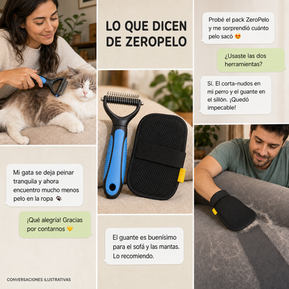 Pack ZeroPelo — corta nudos sin dolor + adiós al pelo del hogar