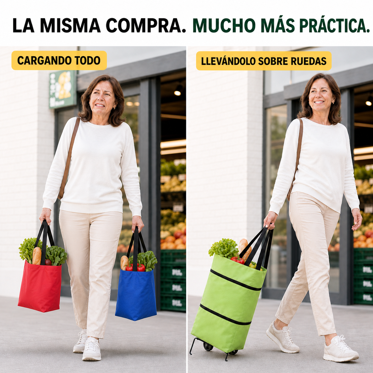 CompraFacil — carga todo en un viaje, sin dolor de manos ni de espalda + Afilador de Cuchillos de REGALO