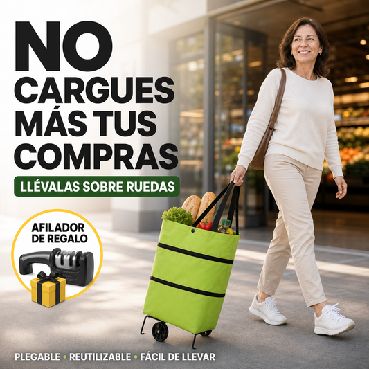 CompraFacil — carga todo en un viaje, sin dolor de manos ni de espalda + Afilador de Cuchillos de REGALO